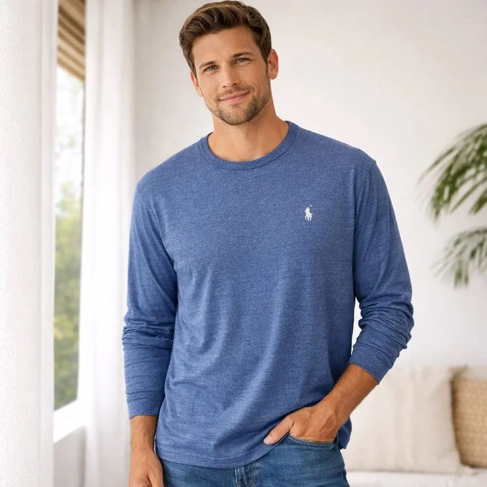 Polo Ralph Lauren Long Sleeve Tee Heather Blue X-Large